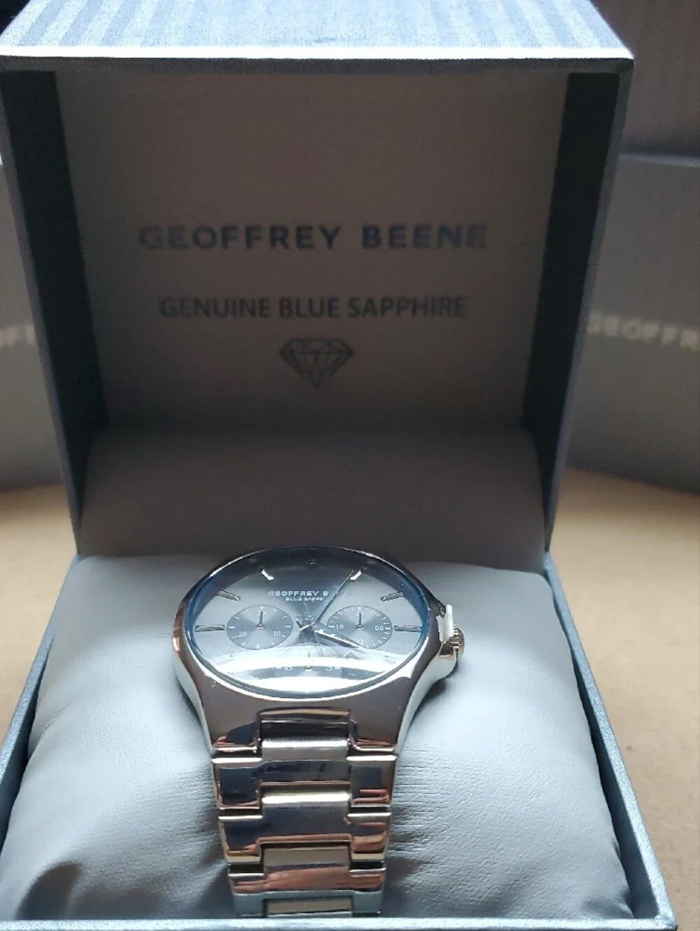 Geoffrey Beene Gold-Tone Men's Chronograph Watch with Gray Dial